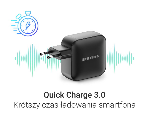 Silver Monkey Ładowarka GaN Smart Quadro 100W PD Czarna - 1417253 - zdjęcie 4